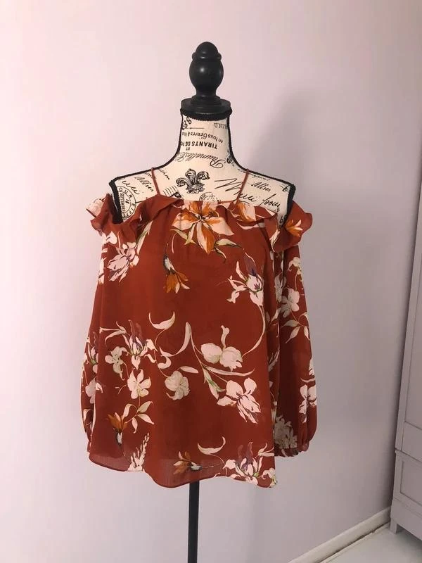 Bohemien schoudervrije blouse met bloemenpatroon Mango – Maat S (36) – photo 11